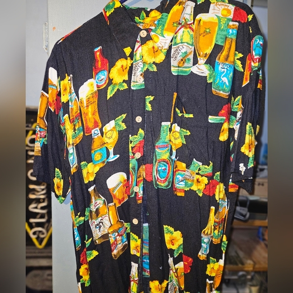 Men's Hawaiian Style button down Tiki Drinks theme - Picture 2 of 5
